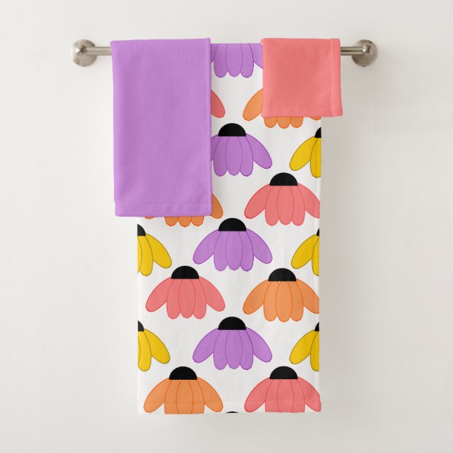 Coloured Coneflowers  Bath Towel Set (Insitu)