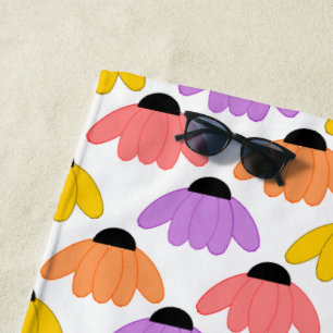 Coloured Coneflowers  Beach Towel