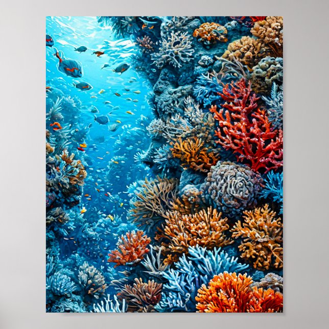 Coloured corals in the water poster (Front)