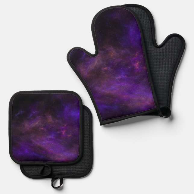 Coloured Cosmos Background Oven Mitt & Pot Holder Set (Front/Back)