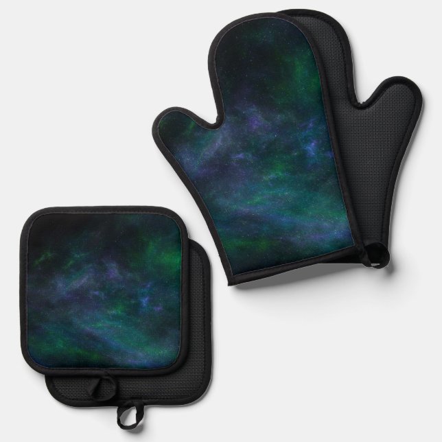 Coloured Cosmos Background Oven Mitt & Pot Holder Set (Front/Back)