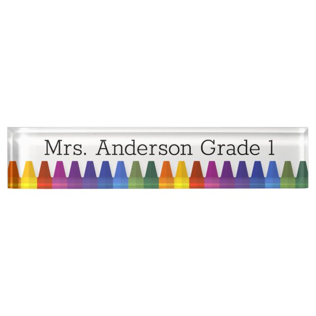 Coloured Crayons Personalise Desk Name Plate (Front)