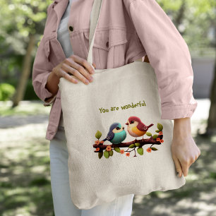 Coloured cute birds cartoon Tote Bag