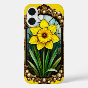 Coloured Daffodil in Golden Frame iPhone 16 Case