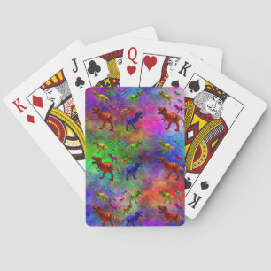 Coloured Dinosaurs  playing Cards
