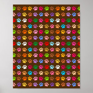 Coloured Dog Cat Animal Paw Prints
