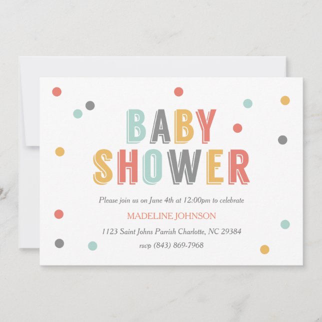 Coloured Dots Baby Shower Invitation (Front)