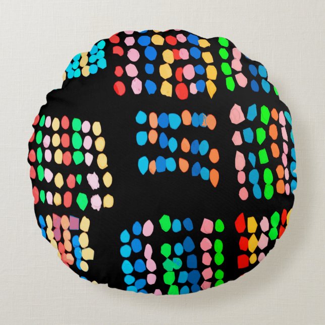 Coloured dots round cushion (Front)