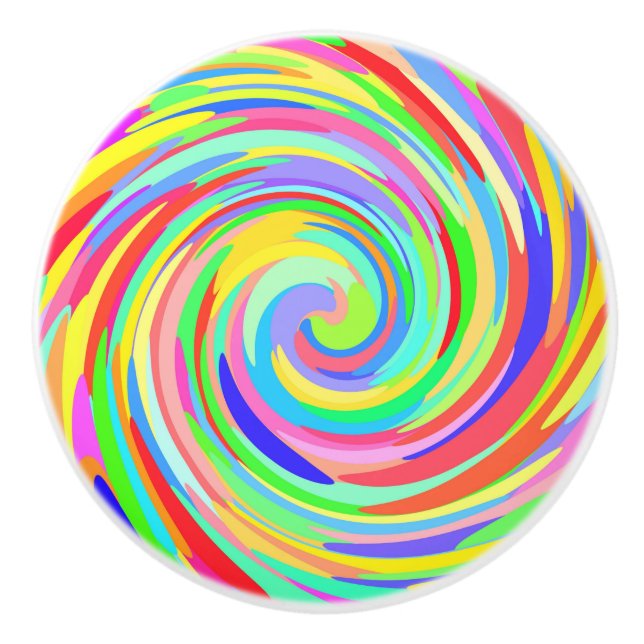 Coloured Dots Swirl Door Knob (Front)