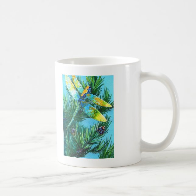 Coloured Drangonfly & Pine Tree Coffee Mug (Right)