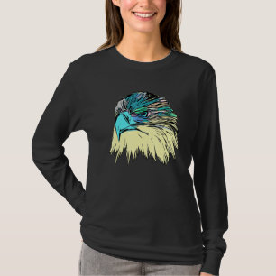 Coloured Eagle imprint american bird animal motif  T-Shirt