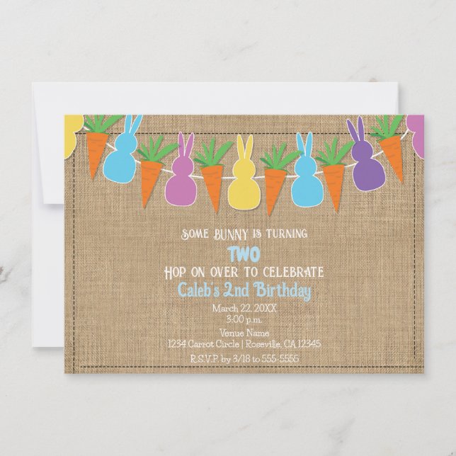 Coloured Easter Bunnies Garland Birthday Party  Invitation (Front)