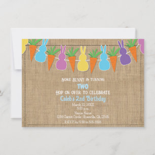 Coloured Easter Bunnies Garland Birthday Party  Invitation