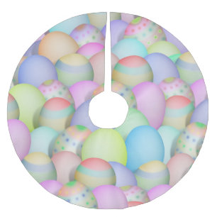 Coloured Easter Eggs Background Brushed Polyester Tree Skirt