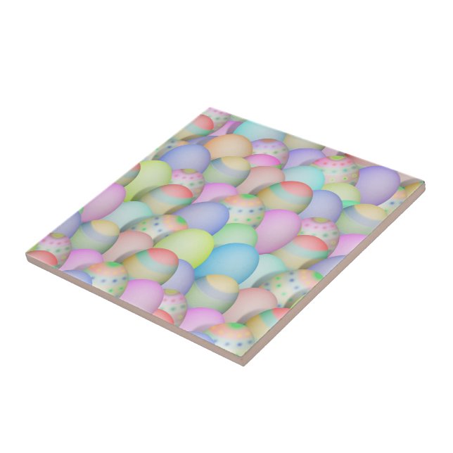 Coloured Easter Eggs Background Ceramic Tile (Side)