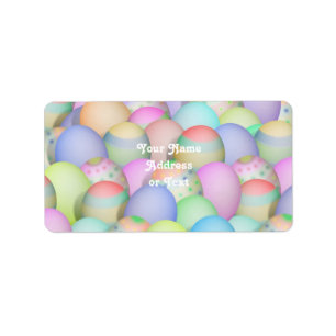 Coloured Easter Eggs Background Label