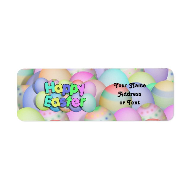 Coloured Easter Eggs - Happy Easter Return Address Label (Front)