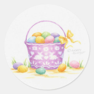 Coloured Easter Eggs In Bucket Classic Round Sticker
