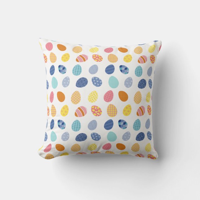 Coloured Eggs Easter Coastal Preppy Easter Cushion (Front)