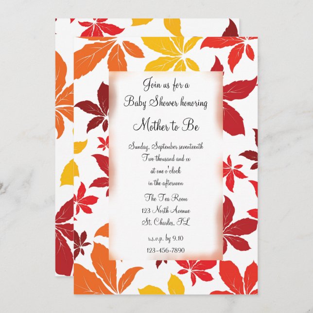 Coloured Fall Leaves Baby Shower Invitation (Front/Back)