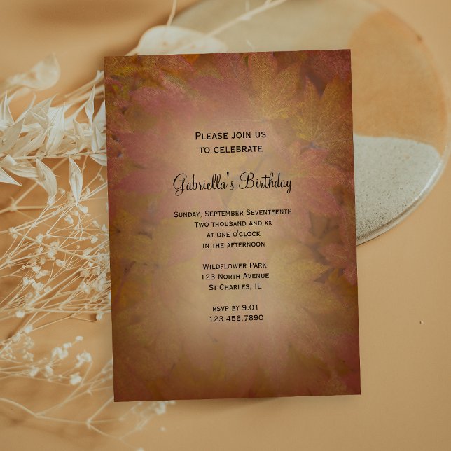 Coloured Fall Maple Leaves Birthday Party Invitation (Creator Uploaded)
