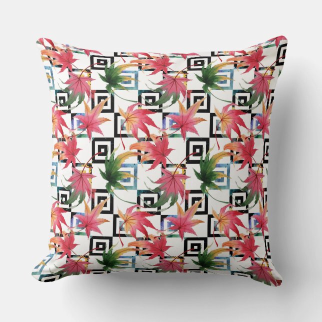 Coloured Fall Reversible Watercolor Pillow (Front)