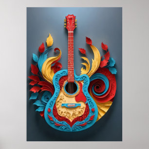  Coloured Fantasy Guitar Poster