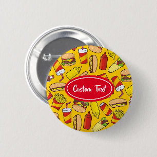 Coloured Fast Food Icons Pattern 6 Cm Round Badge