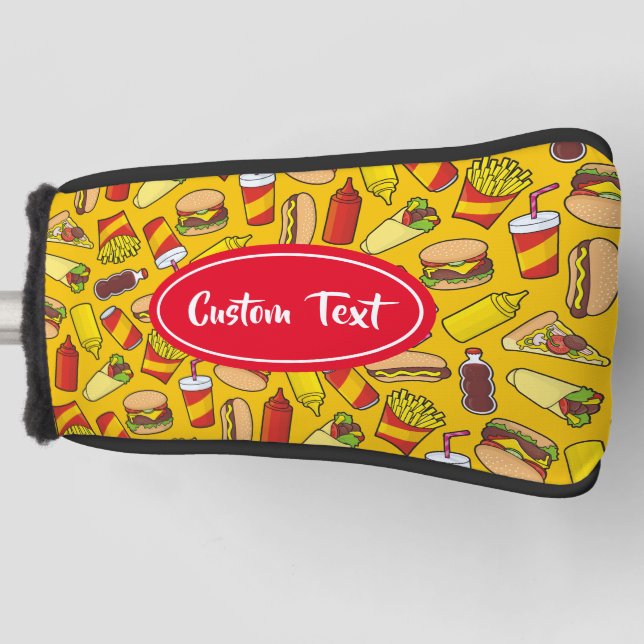 Coloured Fast Food Icons Pattern Golf Head Cover (Front)