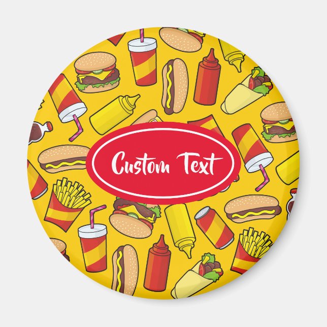 Coloured Fast Food Icons Pattern Magnet (Front)