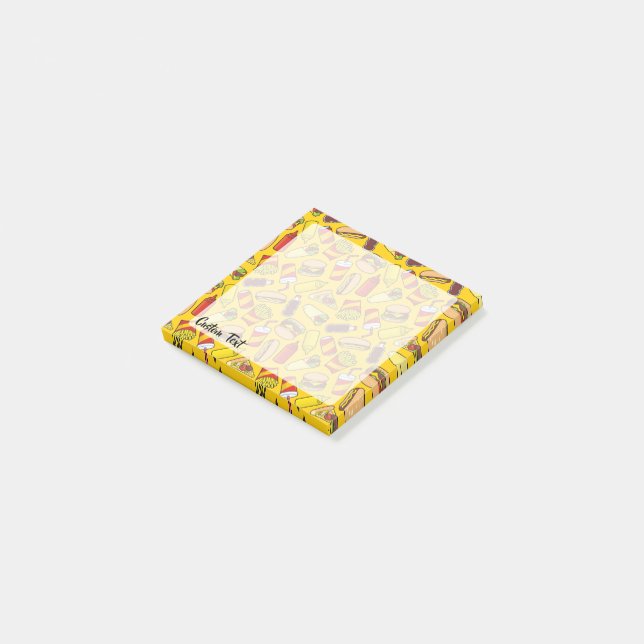 Coloured Fast Food Icons Pattern Post-it Notes (Angled)