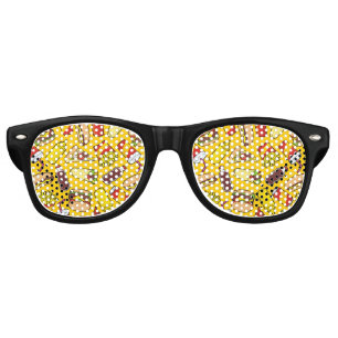 Coloured Fast Food Icons Pattern Retro Sunglasses