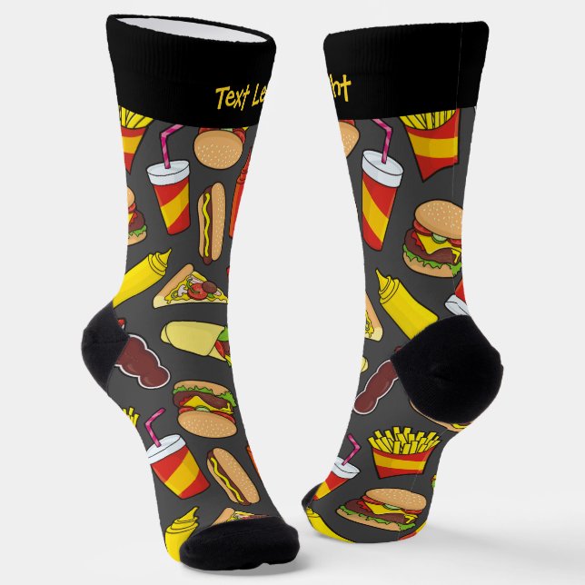 Coloured Fast Food Icons Pattern Socks (Angled)