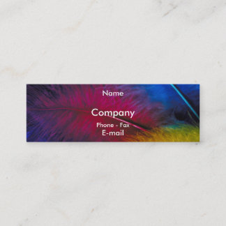 Coloured Feathers Blue Pink Yellow Mini Business Card