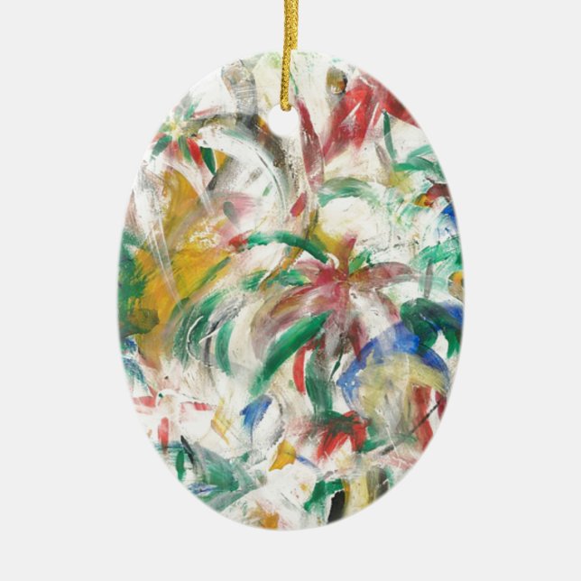 Coloured Fingerpaint Art Ceramic Tree Decoration (Front)