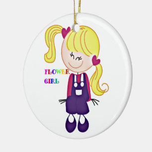 Coloured Flower Girl Ceramic Ornament