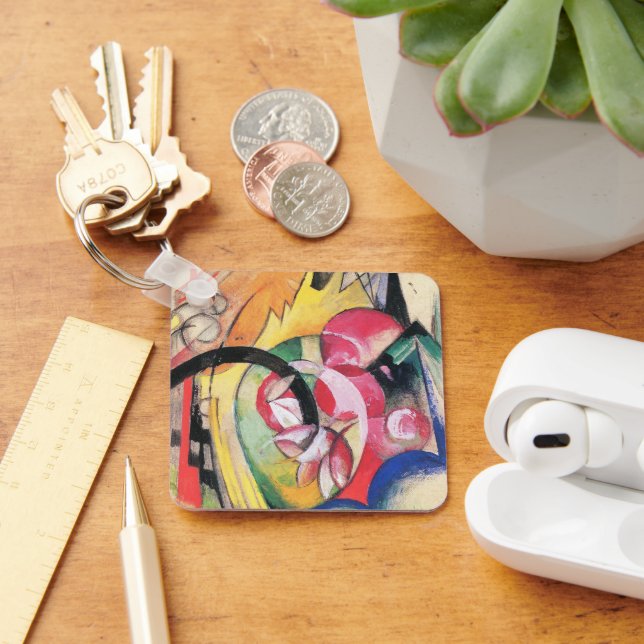 Coloured Flowers (aka Abstract Forms) by Franz Mar Key Ring (Desk)