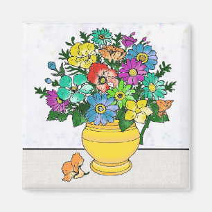 Coloured Flowers Magnet