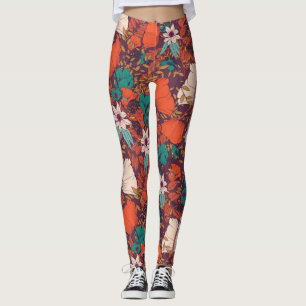 Coloured Flowers Pattern Leggings