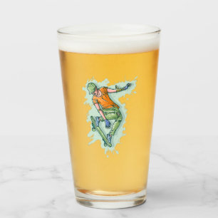Coloured Flying Skater, Funny Illustration Glass