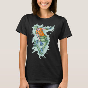 Coloured Flying Skater, Funny Illustration T-Shirt
