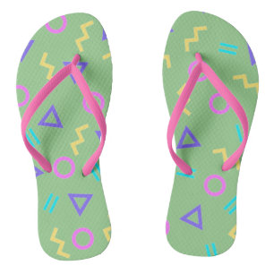 Coloured Funky Geometric Shapes Pattern Flip Flops