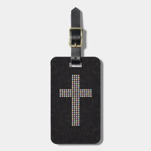 Coloured Gem Cross Luggage Tag