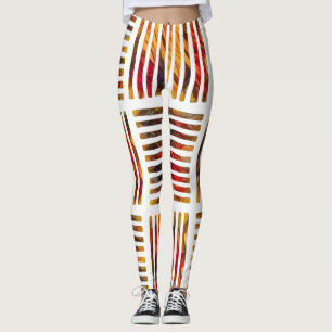 Coloured Geometric Abstract Stripe Pattern Leggings