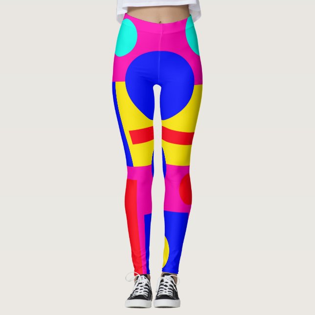 Coloured geometric shapes leggings (Front)
