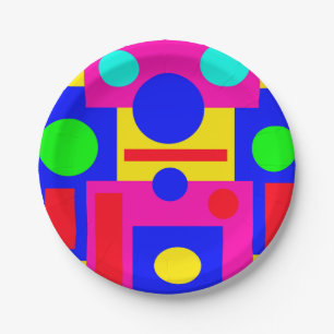 Coloured geometric shapes paper plate