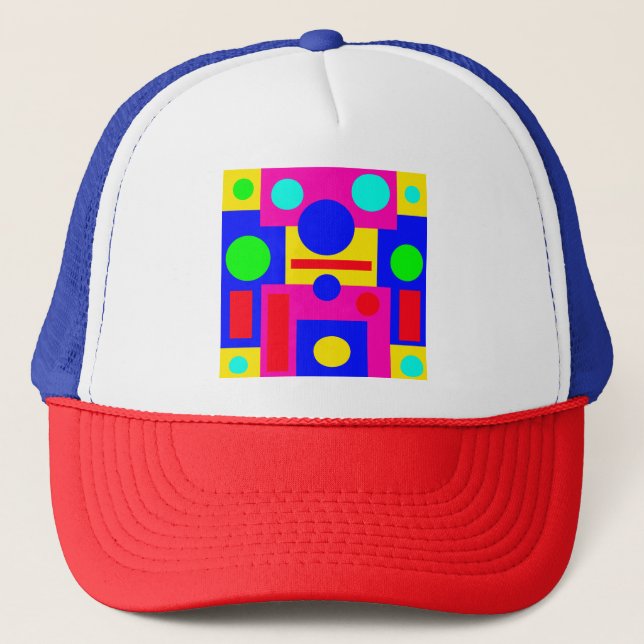 Coloured geometric shapes trucker hat (Front)