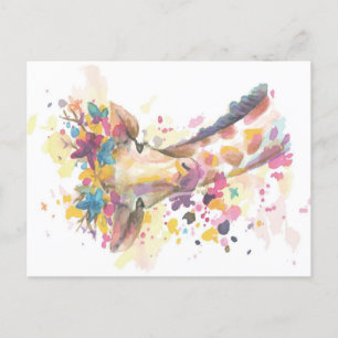Coloured Giraffe watercolor Perfect gift Holiday Postcard