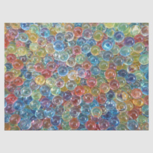 coloured glass beads tissue paper