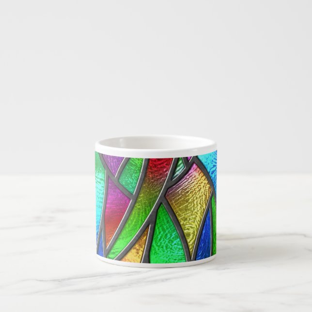 Coloured Glass Pattern 3D Texture Espresso Cup (Front)